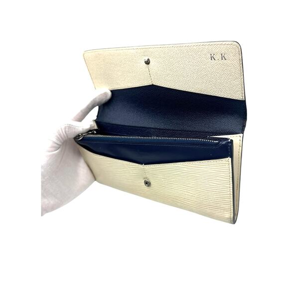 🔴 Louis Vuitton Long Wallet - White Blue Epi Patchwork - Picture 8 of 12
